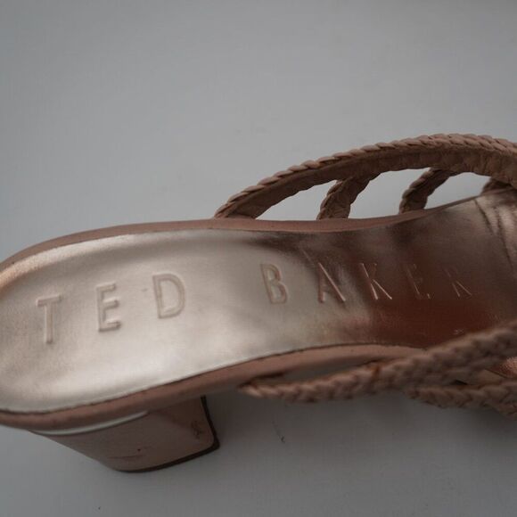 TED BAKER London Emmalii Strappy Slide Sandal Nude Pink Leather Braided. Sz 39.5 - Picture 6 of 7